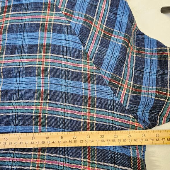 American Eagle XL Plaid Button Down Flannel Shirt Blue Cozy Fall Grunge Layering - Picture 9 of 11